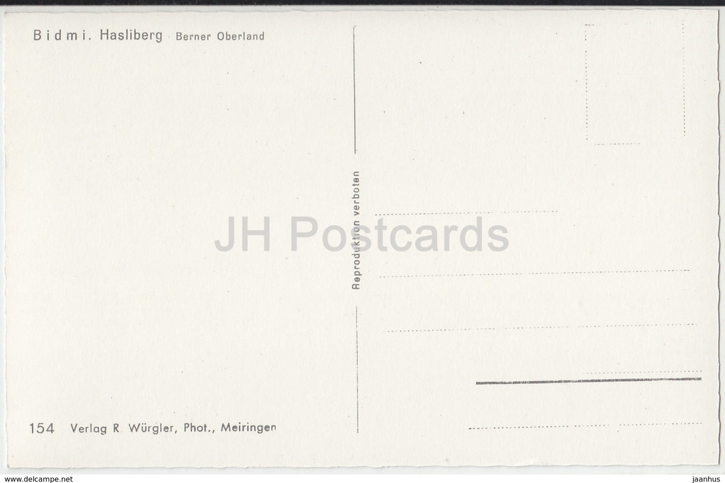 Bidmi - Hasliberg - Berner Oberland - 154 - Suisse - carte postale ancienne - inutilisée