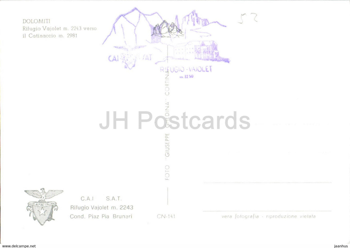 Dolomiti - Rifugio Vajolet 2243 m - Il Catinaccio - old postcard - Italy - unused