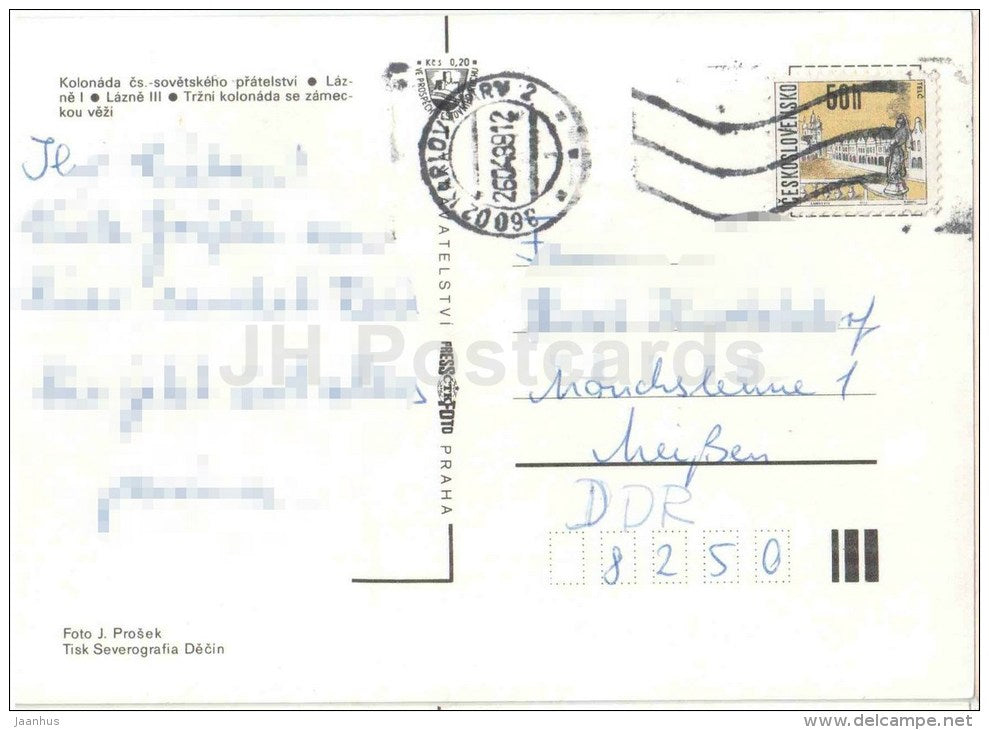 Karlovy Vary - Karlsbad - spa - Market colonnade - Czechoslovakia - Czech - used 1989 - JH Postcards