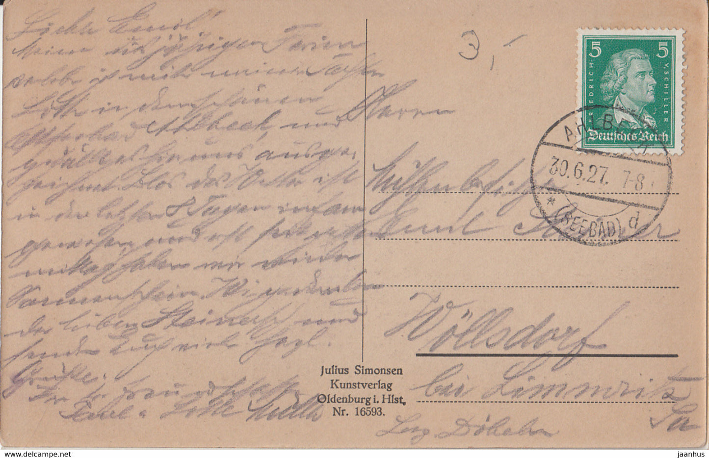 Seebad Ahlbeck - Strandleben - beach - old postcard - 16593 - 1927 - Germany - used