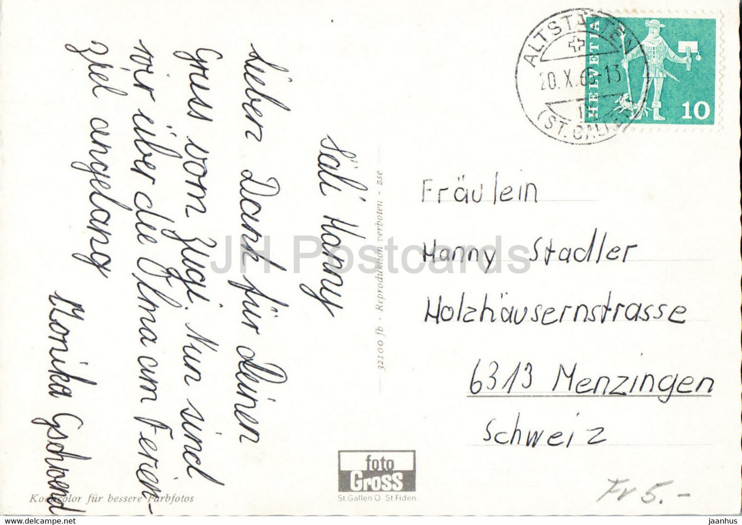 Altstätten SG im Rheintal – 1965 – Schweiz – gebraucht