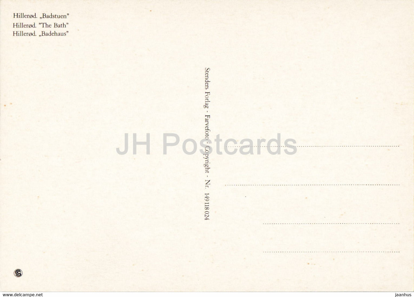 Hillerod - The Bath - Badstuen - Denmark - unused