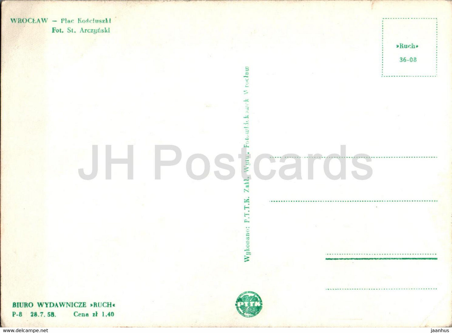 Wroclaw - Plac Kosciuszki - place - carte postale ancienne - Pologne - inutilisée