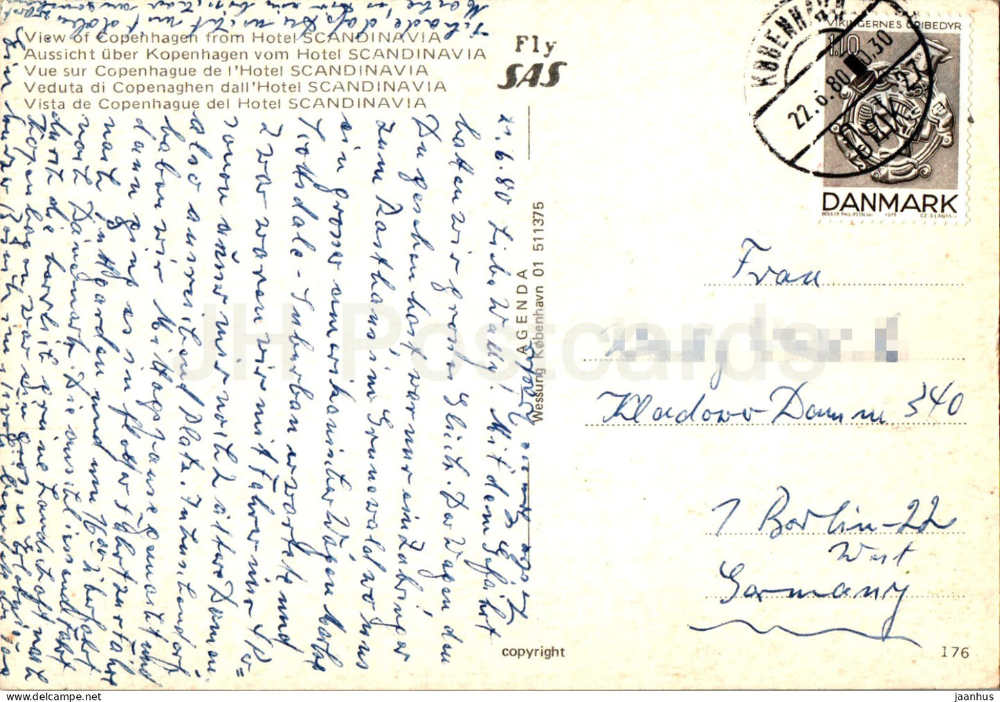 Copenhague - Kobenhavn - Vue de Copenhague depuis l'hôtel Scandinavia - 176 - 1980 - Danemark - occasion