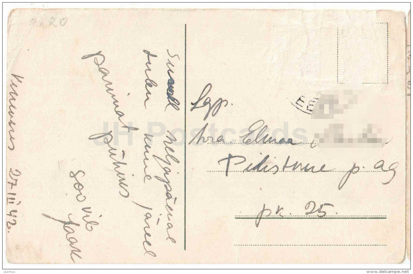 Easter greeting card - eggs - chicken - old postcard - circulated in Estonia - JH Postcards