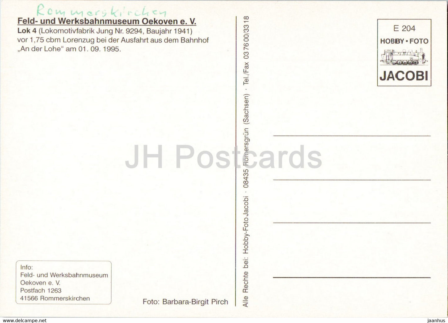 Feld und Werksbahnmuseum Oekoven e V - Lok 4 - An der Lohre - train - railway - locomotive - Germany - unused