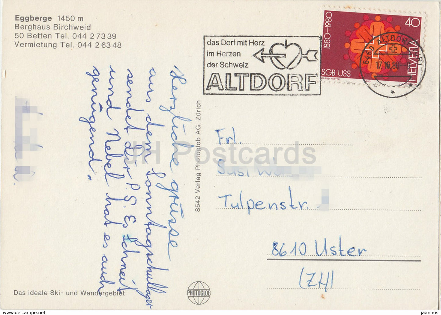 Eggberge 1450 m - Berghaus Birchweid - cable car - multiview - 1980 - Switzerland - used