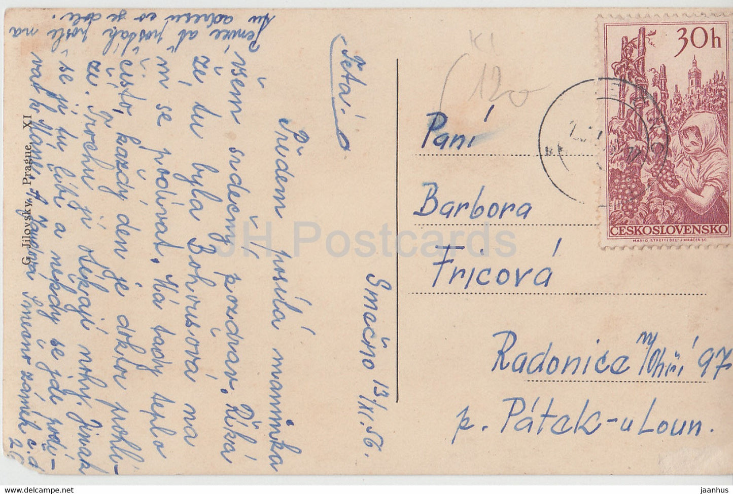 Smecno - old postcard - 1956 - Czech Republic - used