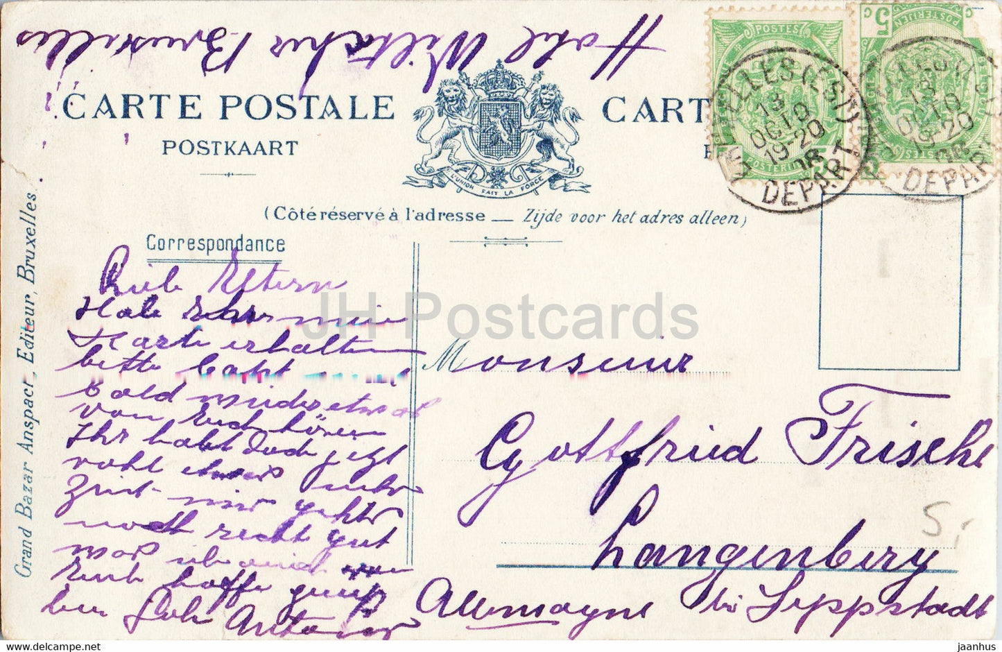 Bruxelles - Bruxelles - Porte de Hal - 22 - carte postale ancienne - 1908 - Belgique - occasion