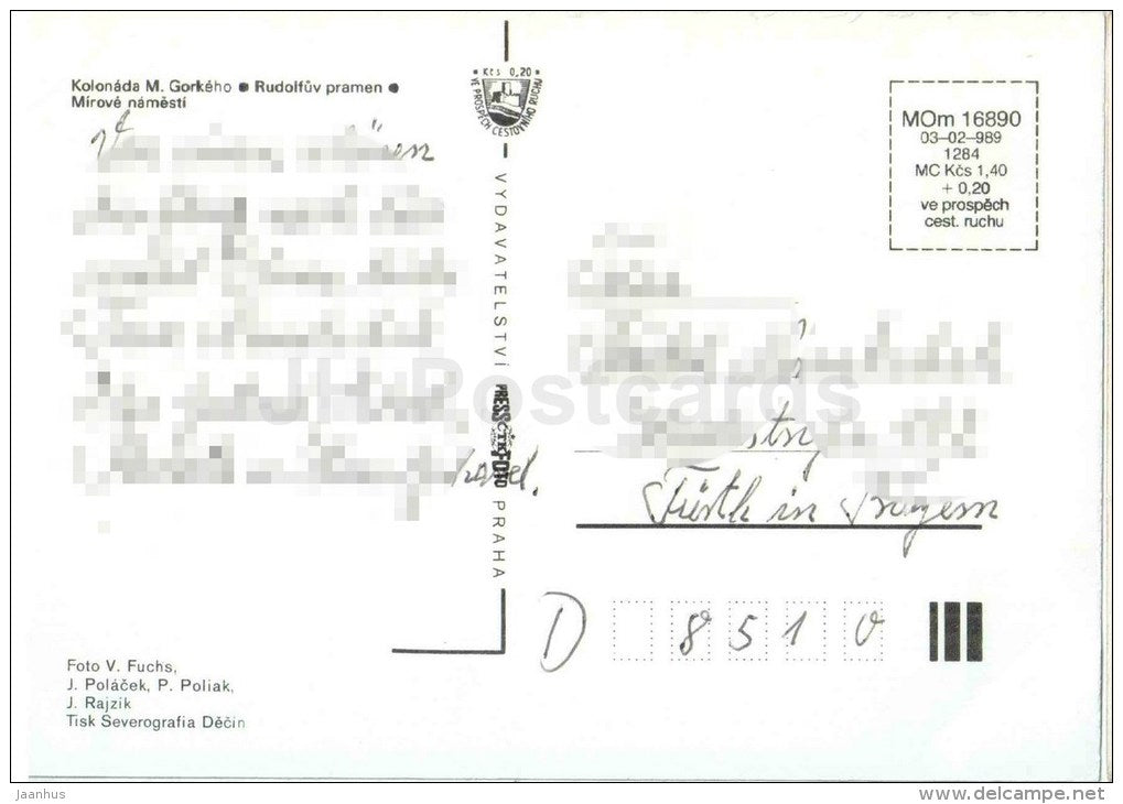 M. Gorky colonnade - Rudolph Parmena - Peace square - Marianske Lazne - Marienbad - Czech - used - JH Postcards