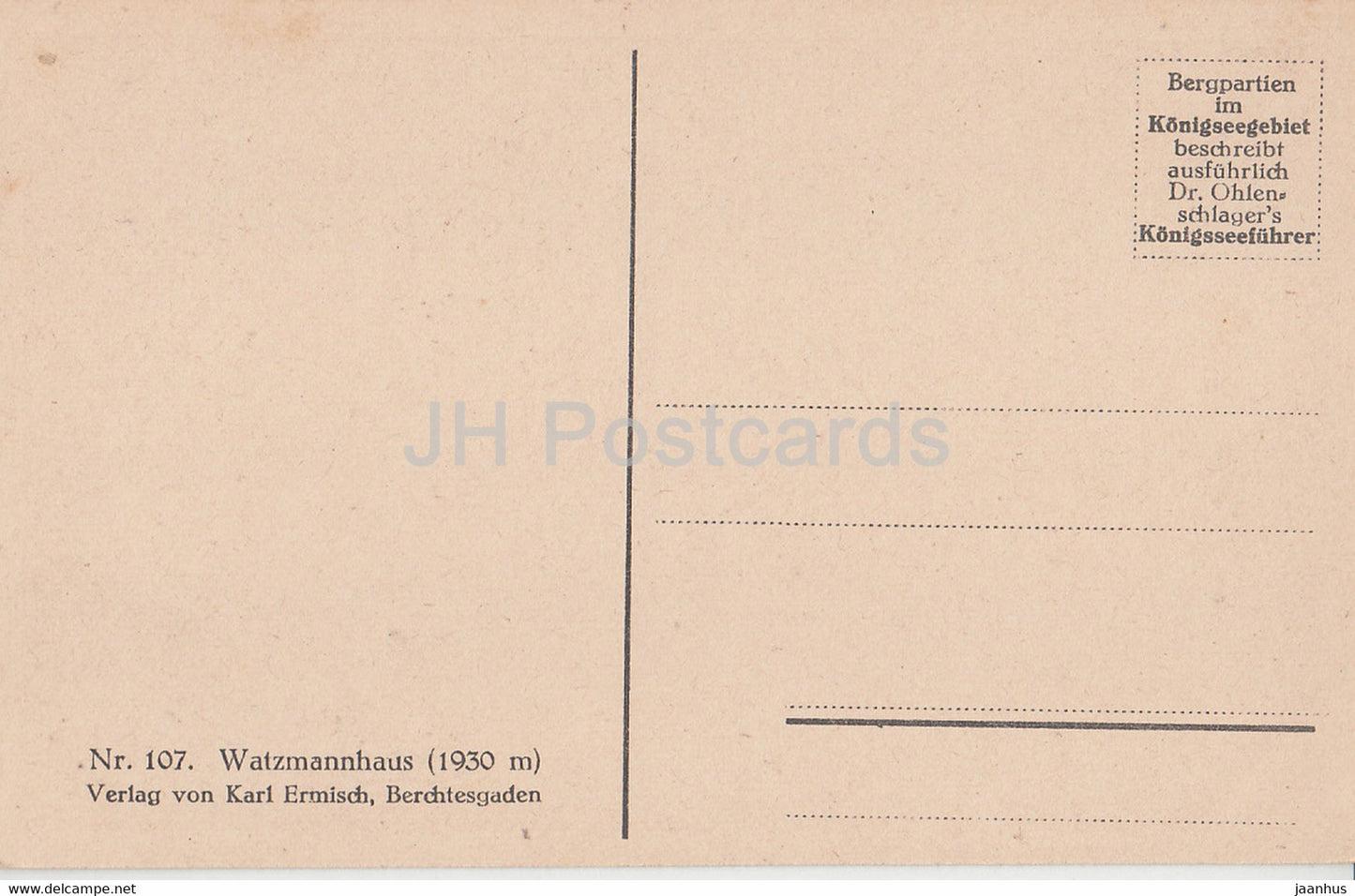 Watzmannhaus 1930 m - 107 - old postcard - Germany - unused