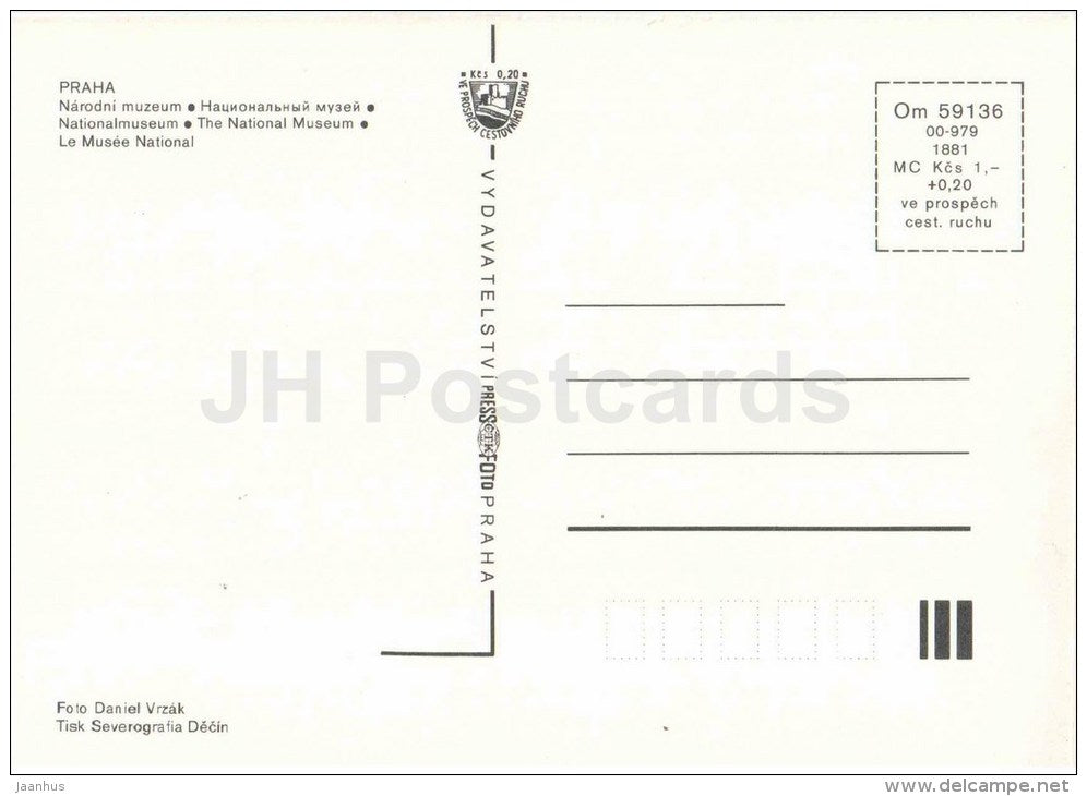 The National museum - tram - Praha - Prague - Czechoslovakia - Czech - unused - JH Postcards