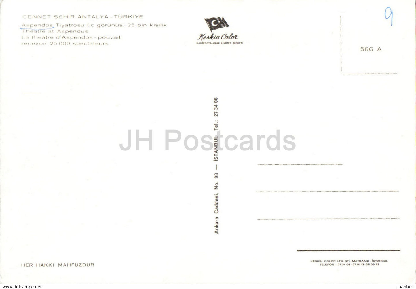 Antalya - Theatre at Aspendus - ancient world - Keskin - 566 - Turkey - unused