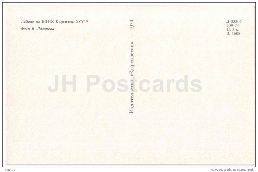 Swans at Exhipition Area of Kirghiz SSR - Bishkek - Frunze - Kyrgystan USSR - unused - JH Postcards