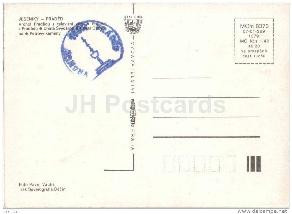 Praded - mountain - Swiss cottage - Peter Stone - Czechoslovakia - Czech - unused - JH Postcards