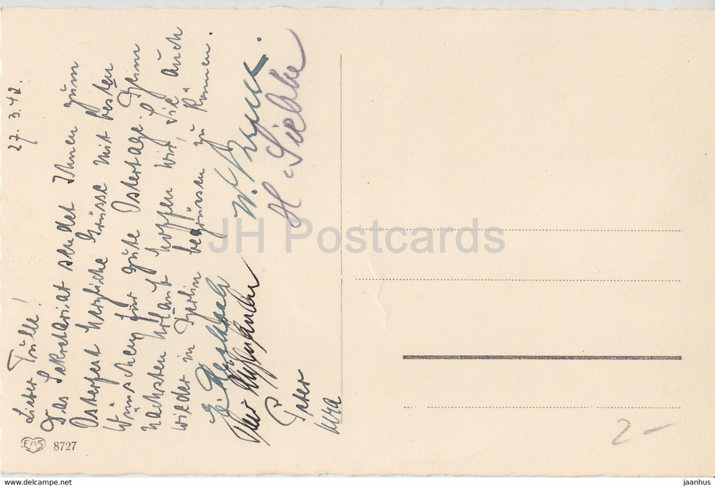 Easter Greeting Card - Zum Osterfest die Besten Wunsche - EAS 8727 - old postcard - 1942 - Germany - used