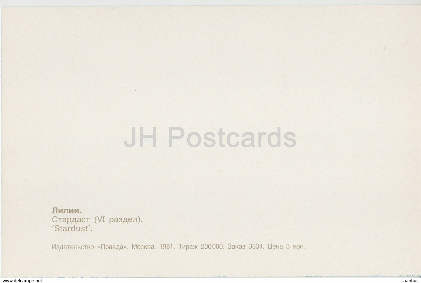 Stardust - lily - flowers - 1981 - Russia USSR - unused