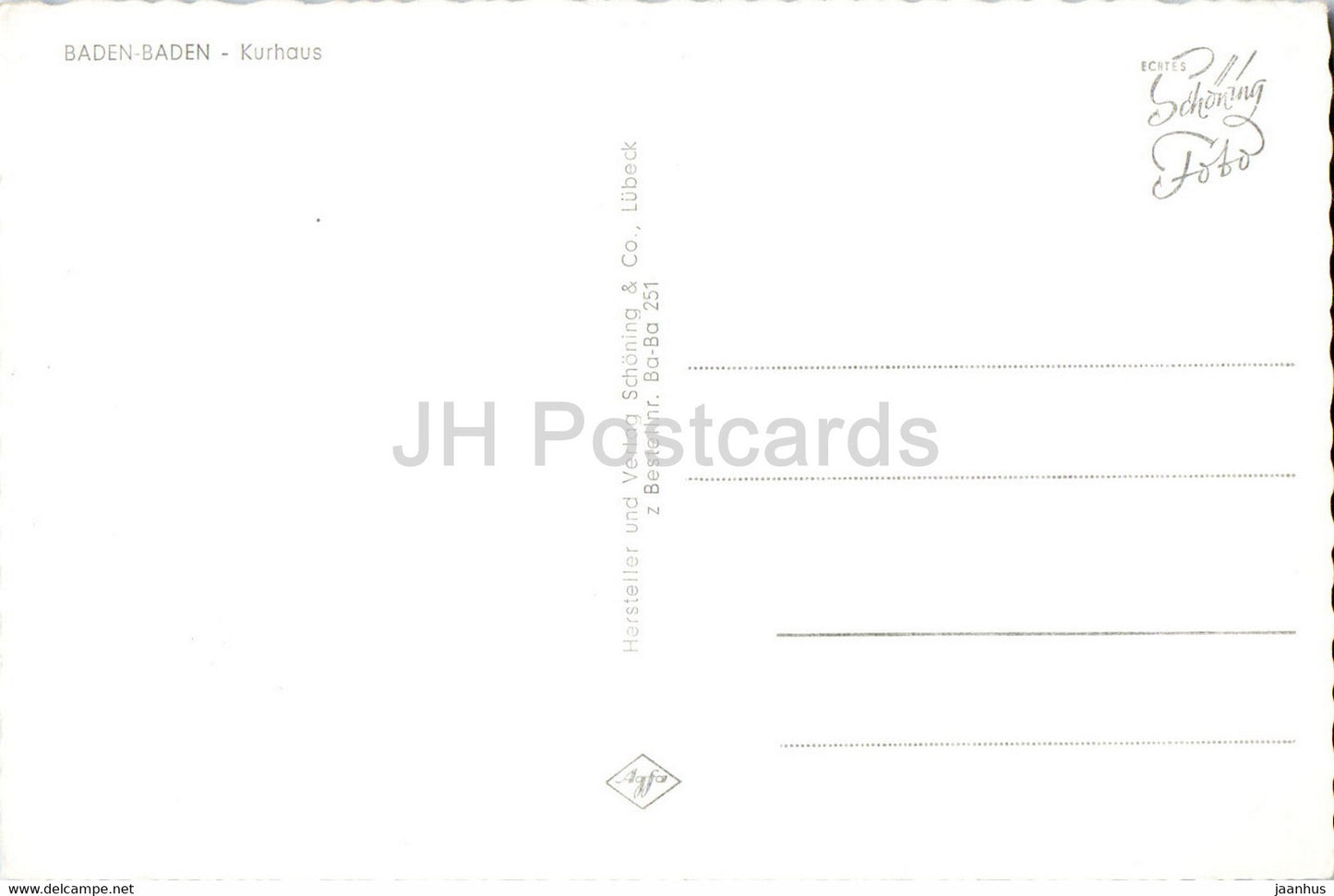 Baden Baden - Kurhaus - alte Postkarte - Deutschland - unbenutzt