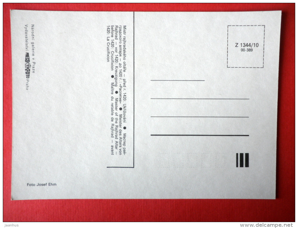 Master of the Rajhrad Altar , before 1420 , Crucifixion - Czech Gothic Art - Czechoslovakia - unused - JH Postcards