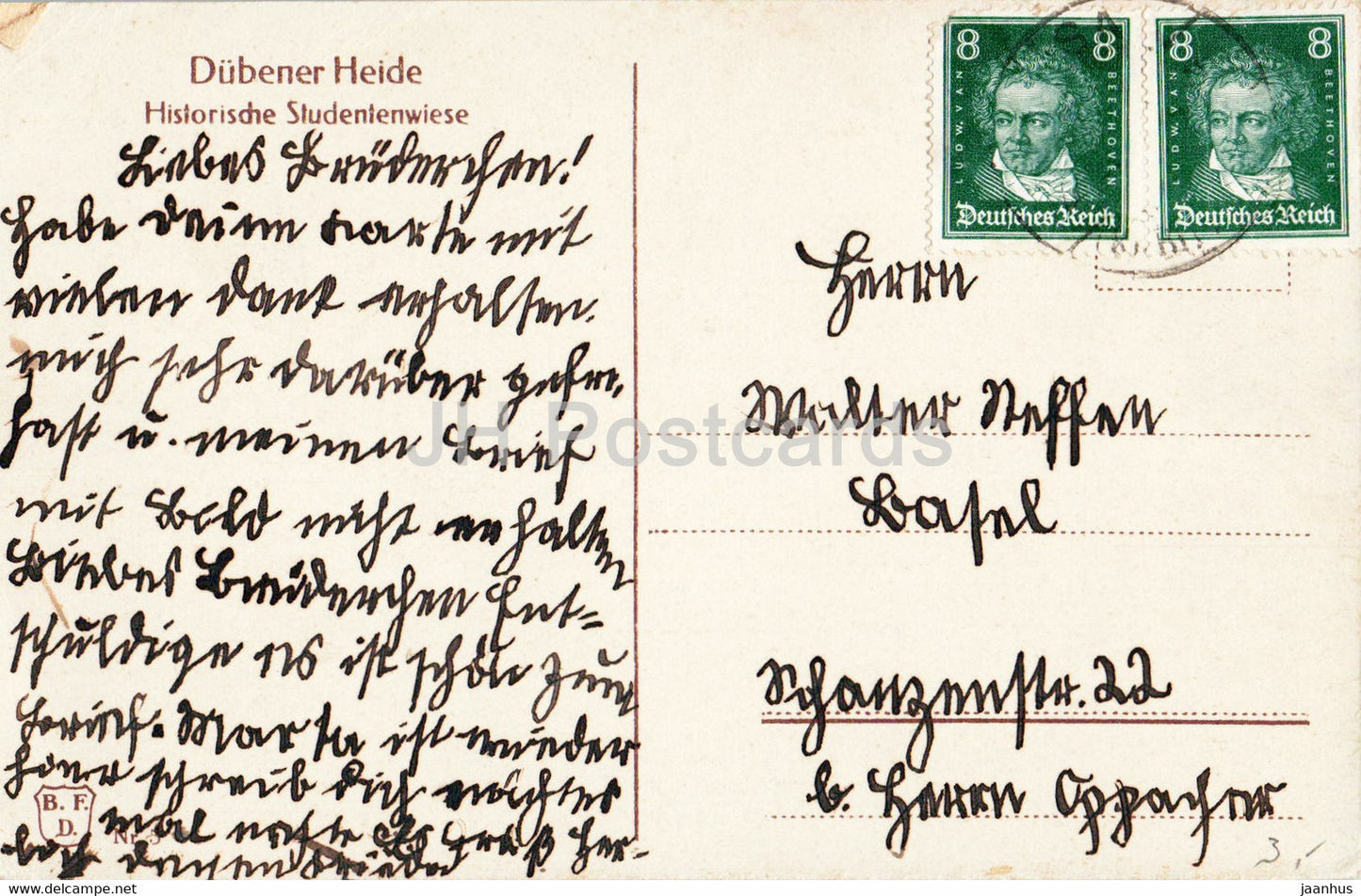 Dübener Heide - Historische Studentenwiese - Illustration - alte Postkarte - Deutschland - gebraucht