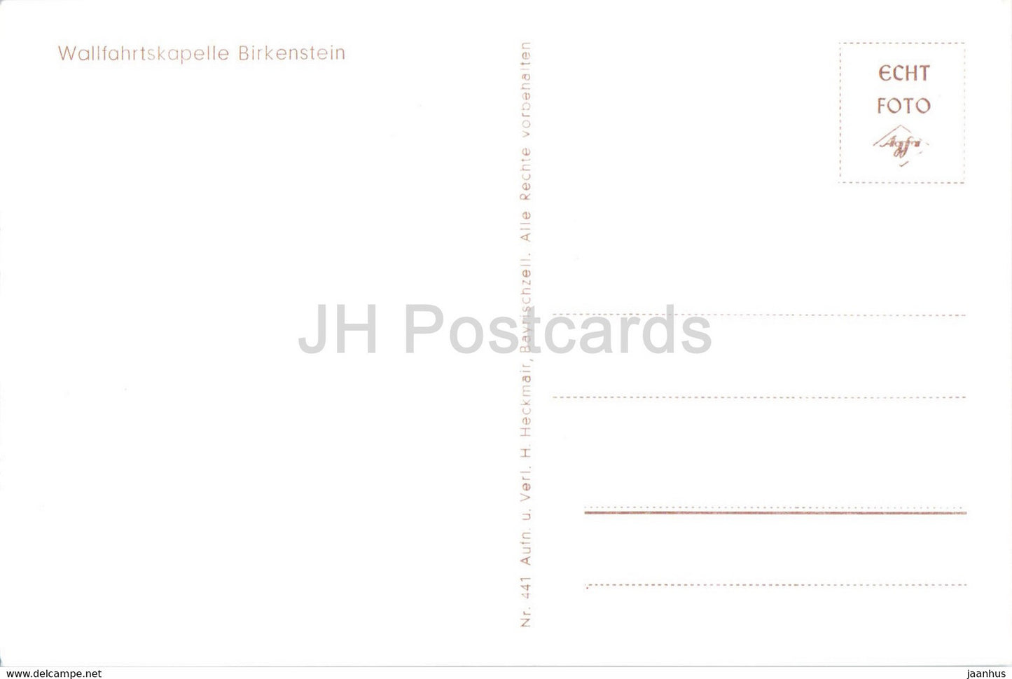 Wallfahrtskapelle Birkenstein - old postcard - Germany - unused