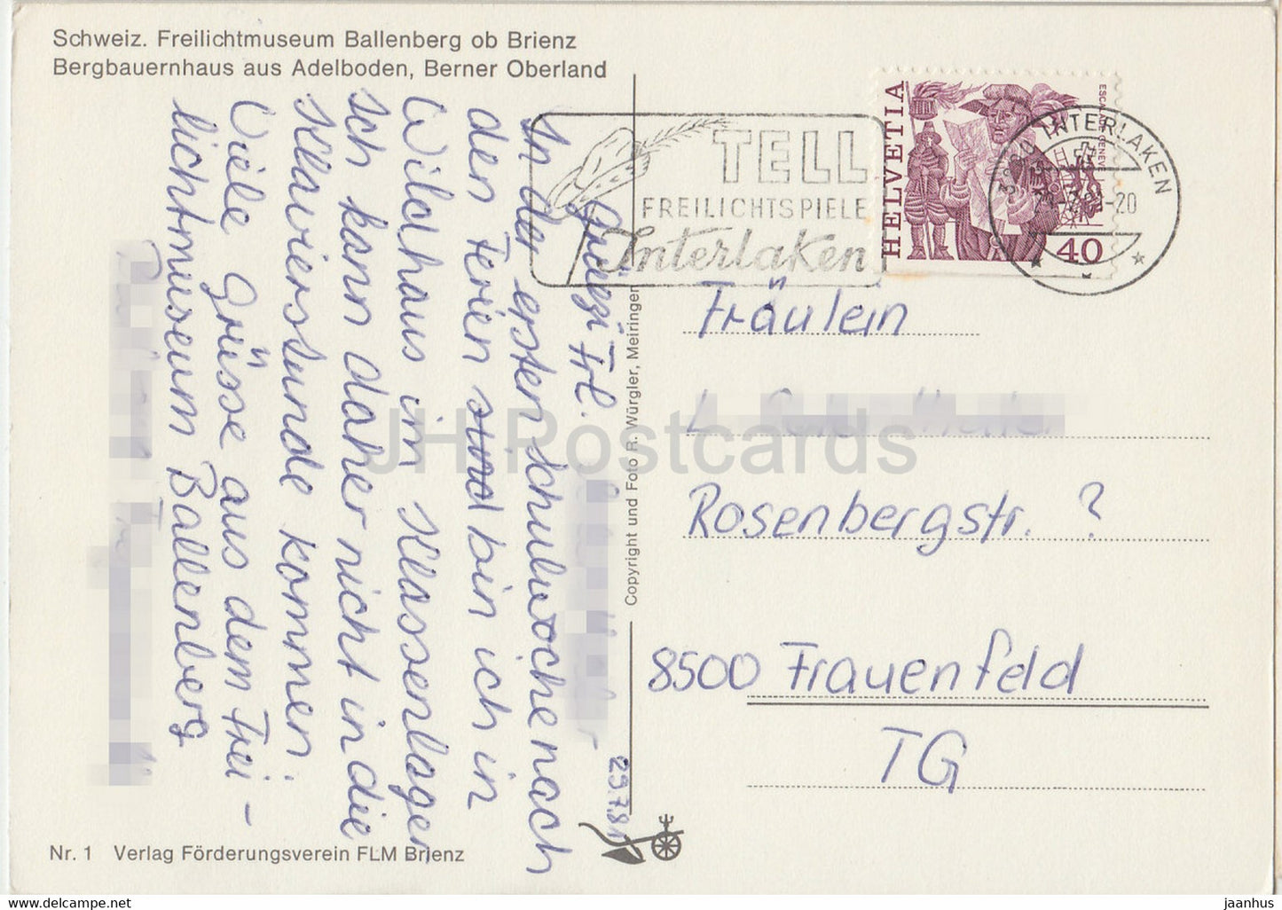 Freilichtmuseum Ballenberg ob Brienz - Bergbauernhaus aus Adelboden - 1 - 1981 - Switzerland - used