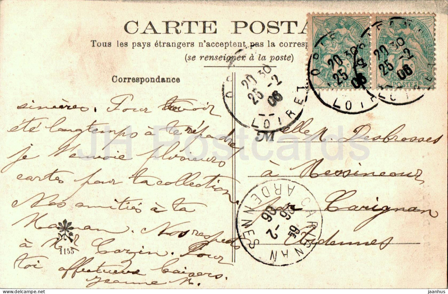 Les Bords du Loiret - 1155 - carte postale ancienne - 1906 - France - oblitéré