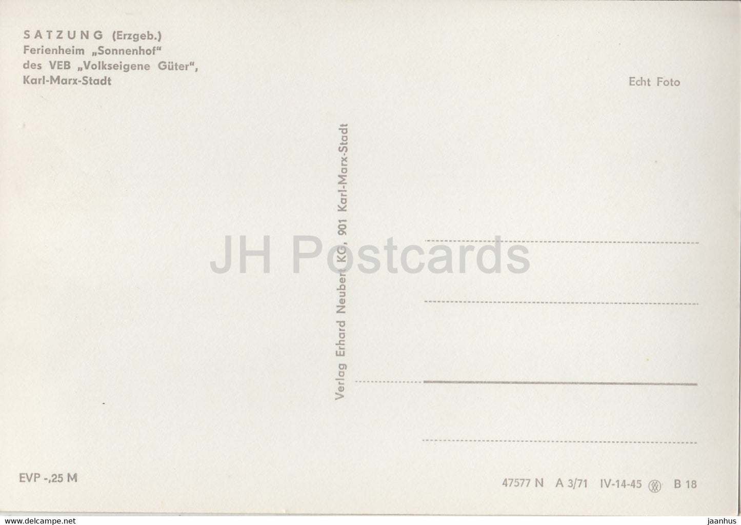 Satzung - Ferienheim Sonnenhof des VEB Volkseigene Guter - Allemagne DDR - inutilisé