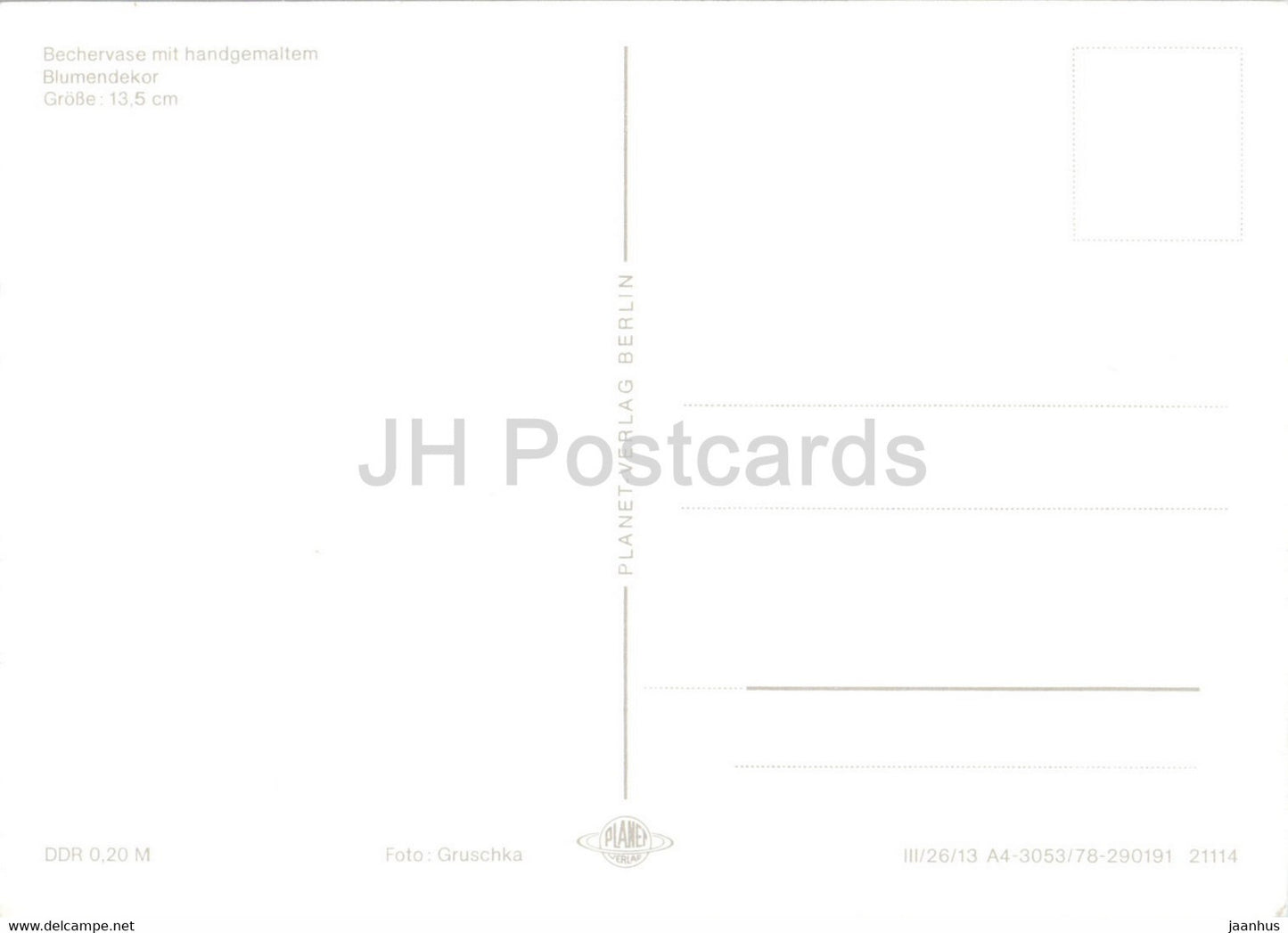 Bechervase mit handgemaltem Blumendekor - Vase - Deutschland DDR - unbenutzt