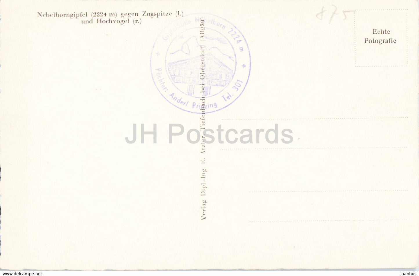 Nebelhorngipfel gegen Zugspitze u Hochvogel - old postcard - Germany - unused