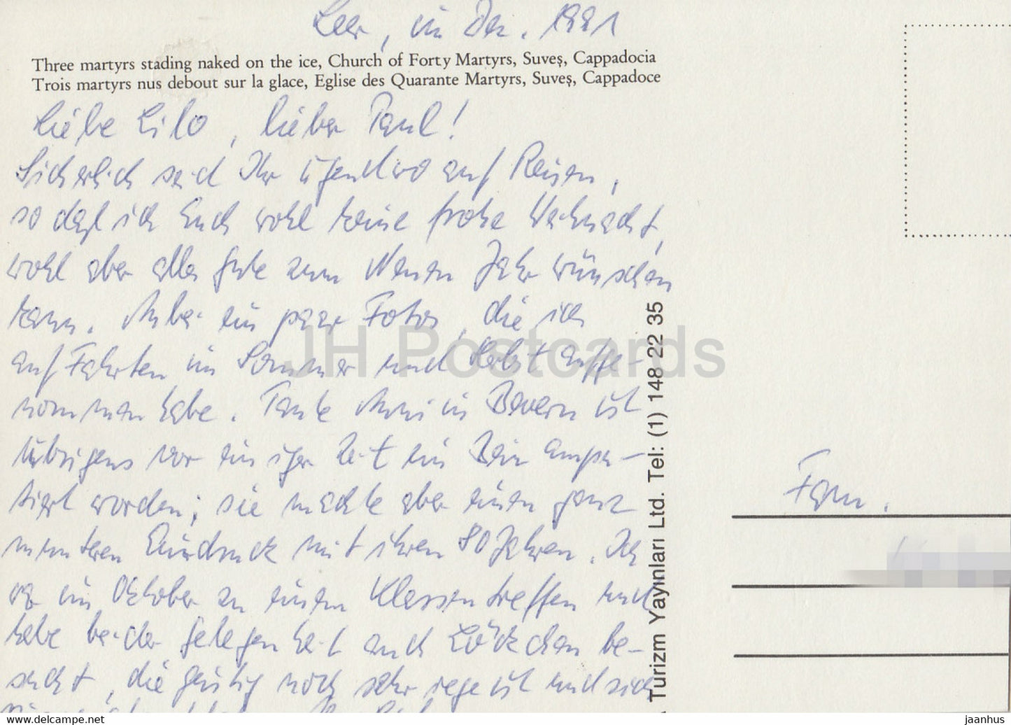 Suves - Cappadoce - Trois martyrs debout nus sur la glace du Fort Martyrs - art ancien - 1981 - Turquie - utilisé