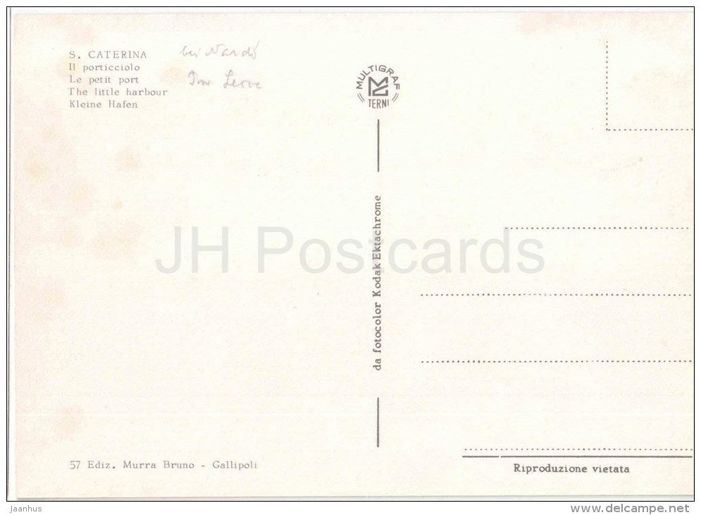 Il porticciolo - sailing boat - S. Caterina - Lecce - Puglia - 57 - Italia - Italy - unused - JH Postcards