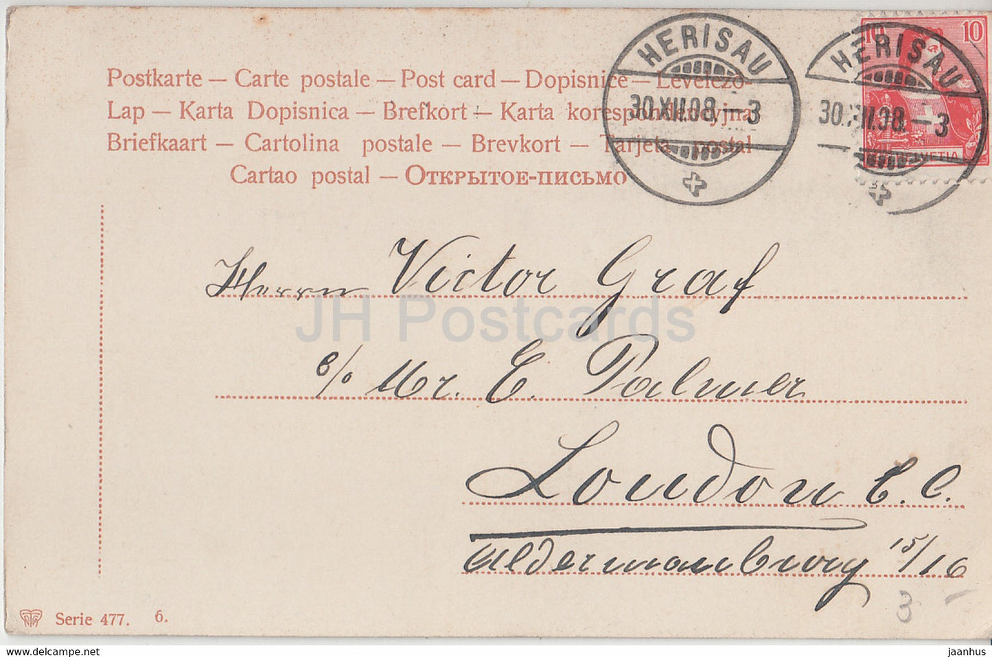 Winter nature - Serie 477 - old postcard - 1908 - used