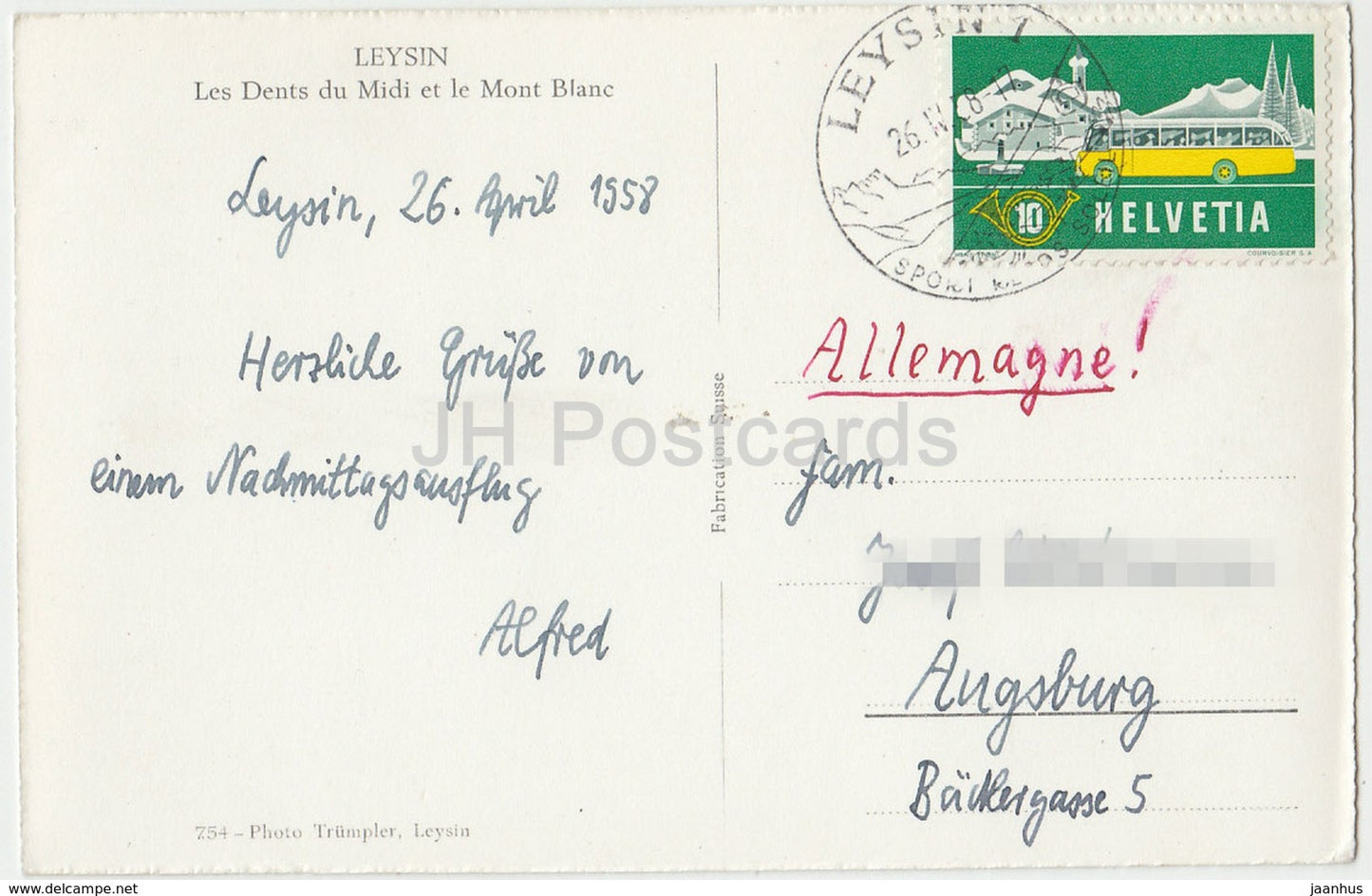 Leysin - Les Dents du Midi et le Mont Blanc - 754 - Multiview - Schweiz - 1958 - gebraucht