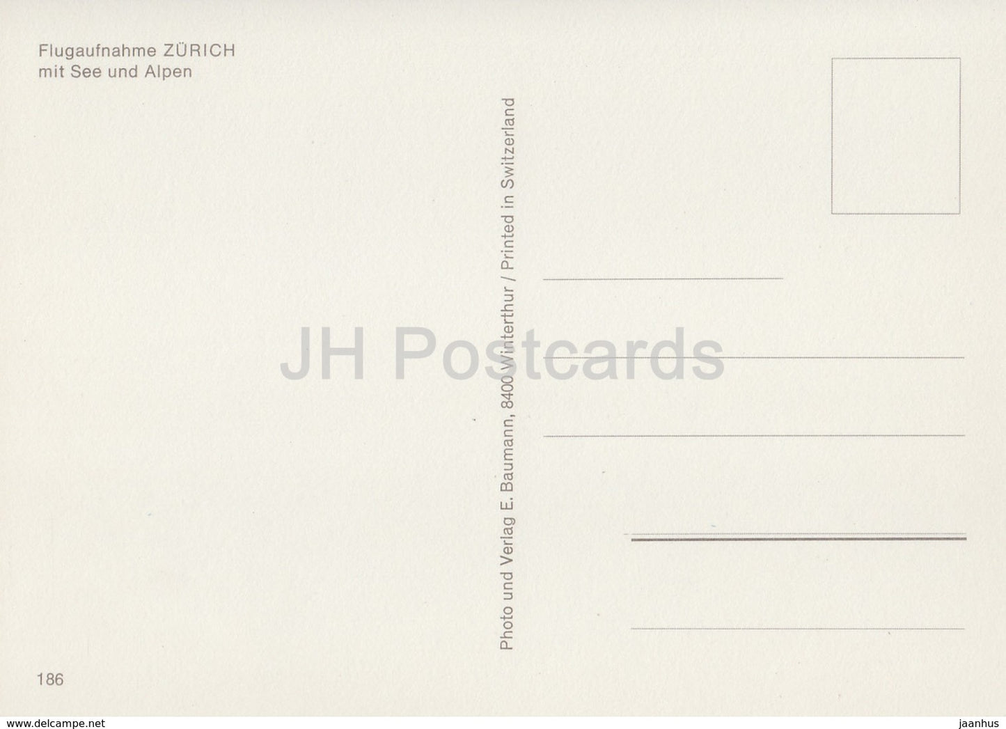 Flugaufnahme Zurich mit See und Alpen - 186 - Switzerland - unused