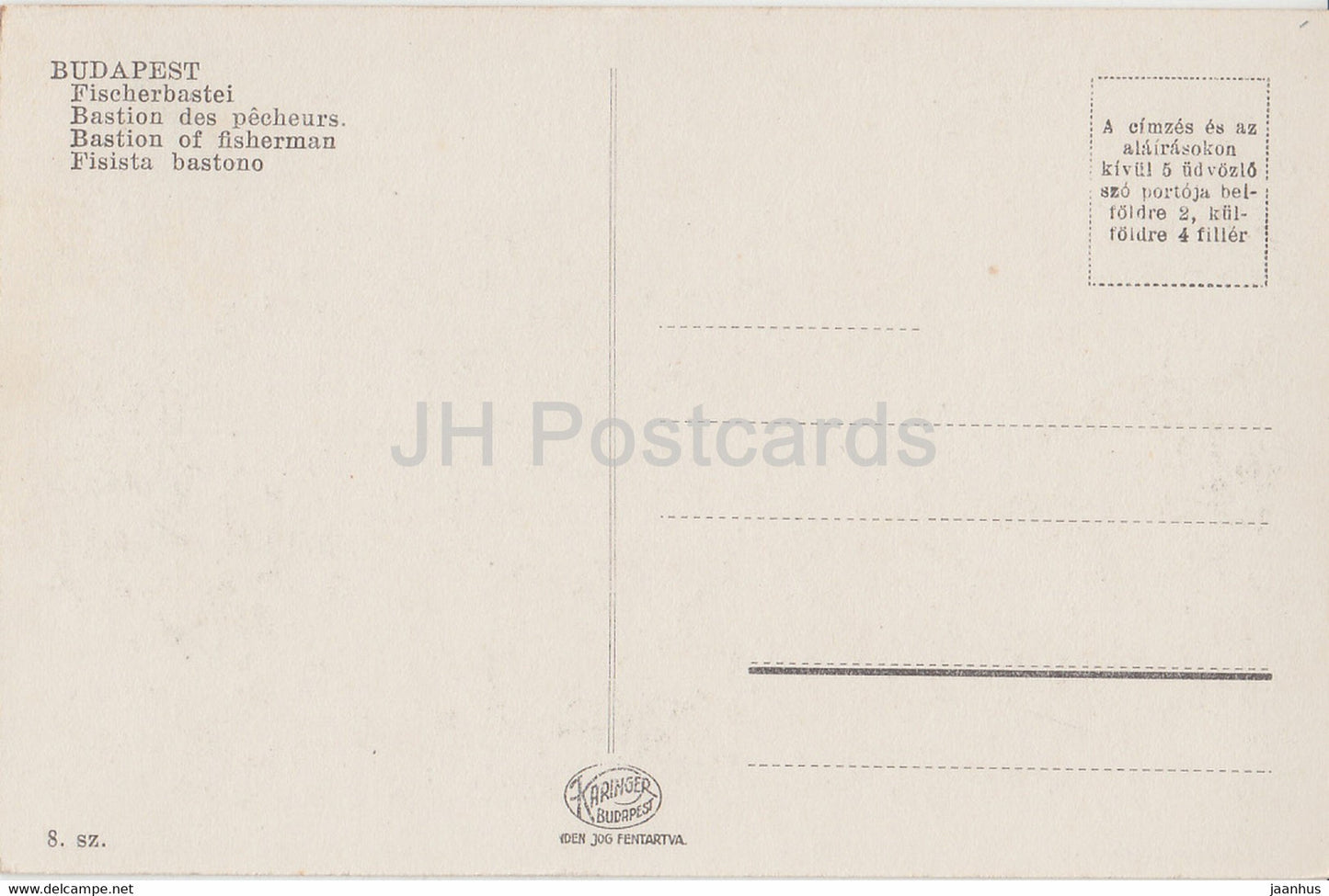 Budapest - Halaszbastya - Fischerbastei - Bastion of Fisherman - old postcard - Hungary - unused