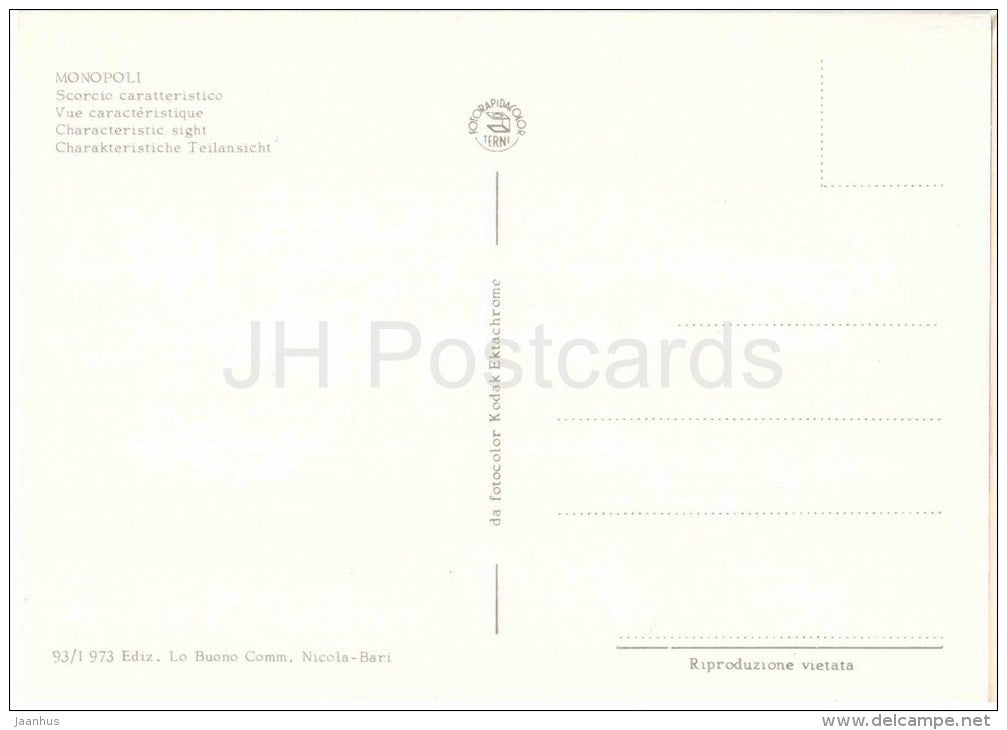 scorcio caratteristico - characteristic sight - boat - Monopoli - Bari - Puglia - 93/I 973 - Italia - Italy - unused - JH Postcards