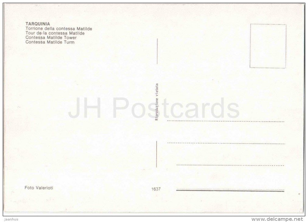 Torrione della contessa Matilde - Contessa Matilde Tower - Tarquinia - Viterbo - 1637 - Lazio -Italia - Italy - unused - JH Postcards