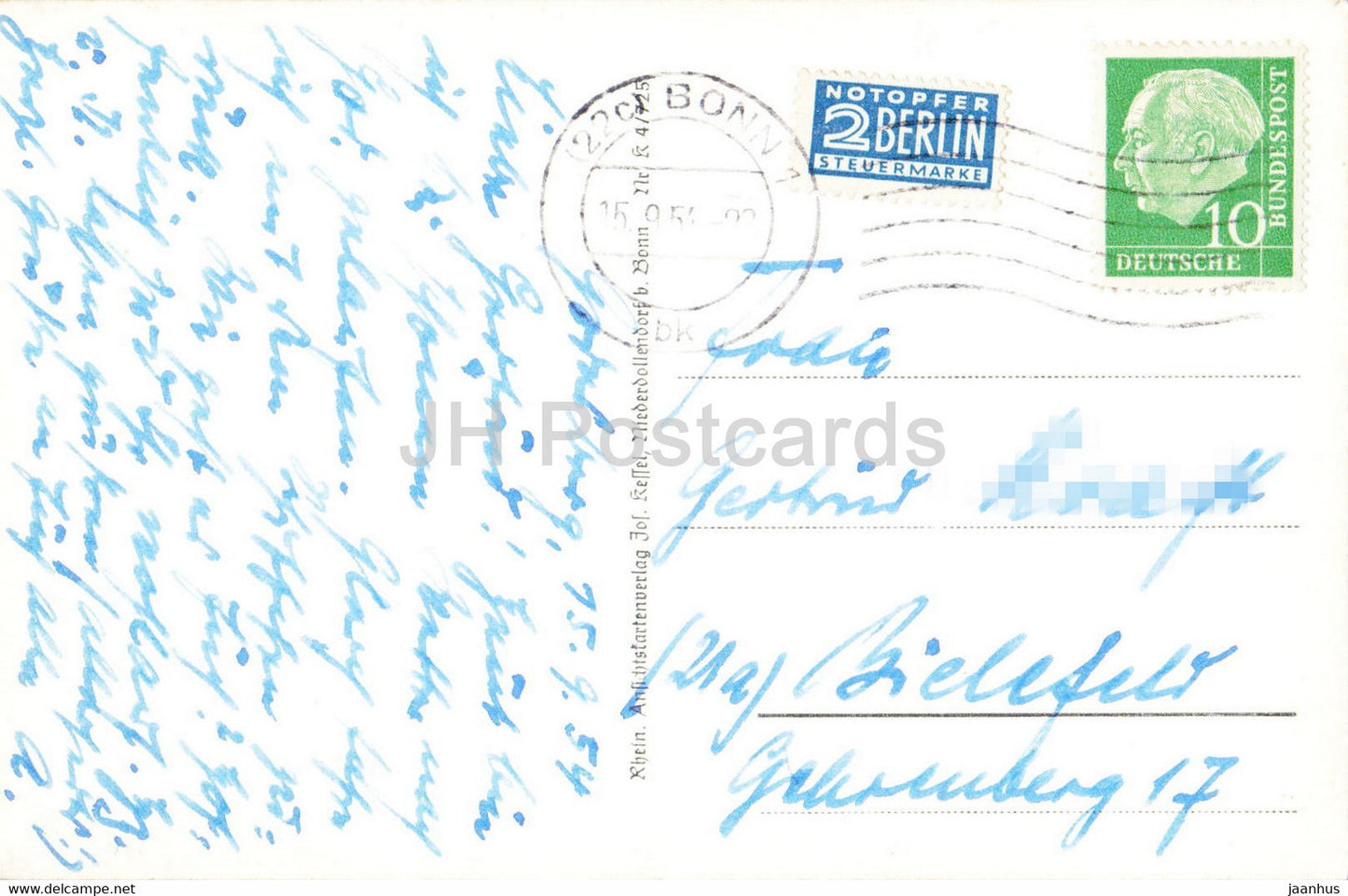 Rolandseck mit Blick auf Rhein u Drachenfels - old postcard - 1954 - Germany - used