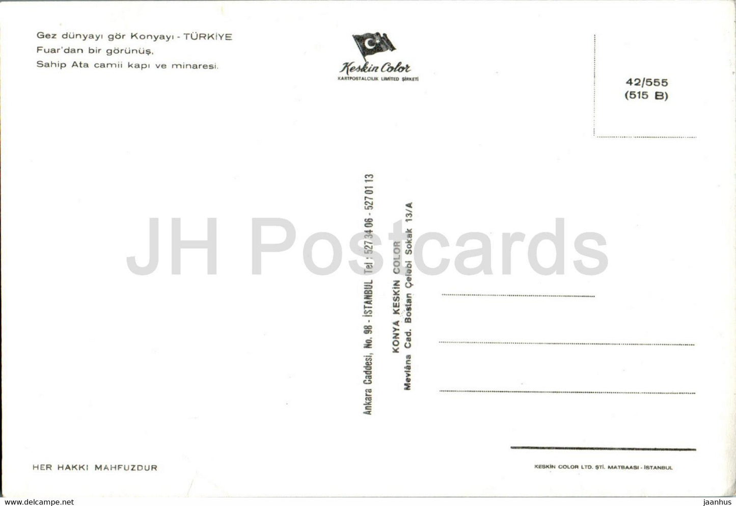 Konya - Fuar'dan bir gorunus - Sahip Ata camii ve minaresi - Turkey - unused