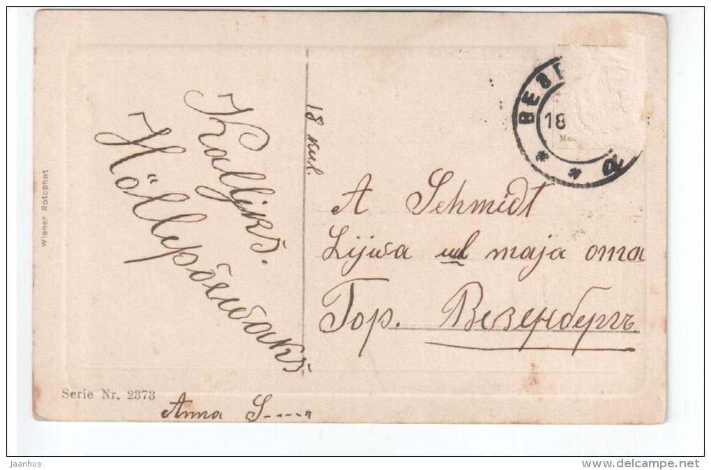 Young Woman - Serie 2373 - Wiener Rotophot - old postcard - circulated in Tsarist Russia Estonia Wesenberg - used - JH Postcards