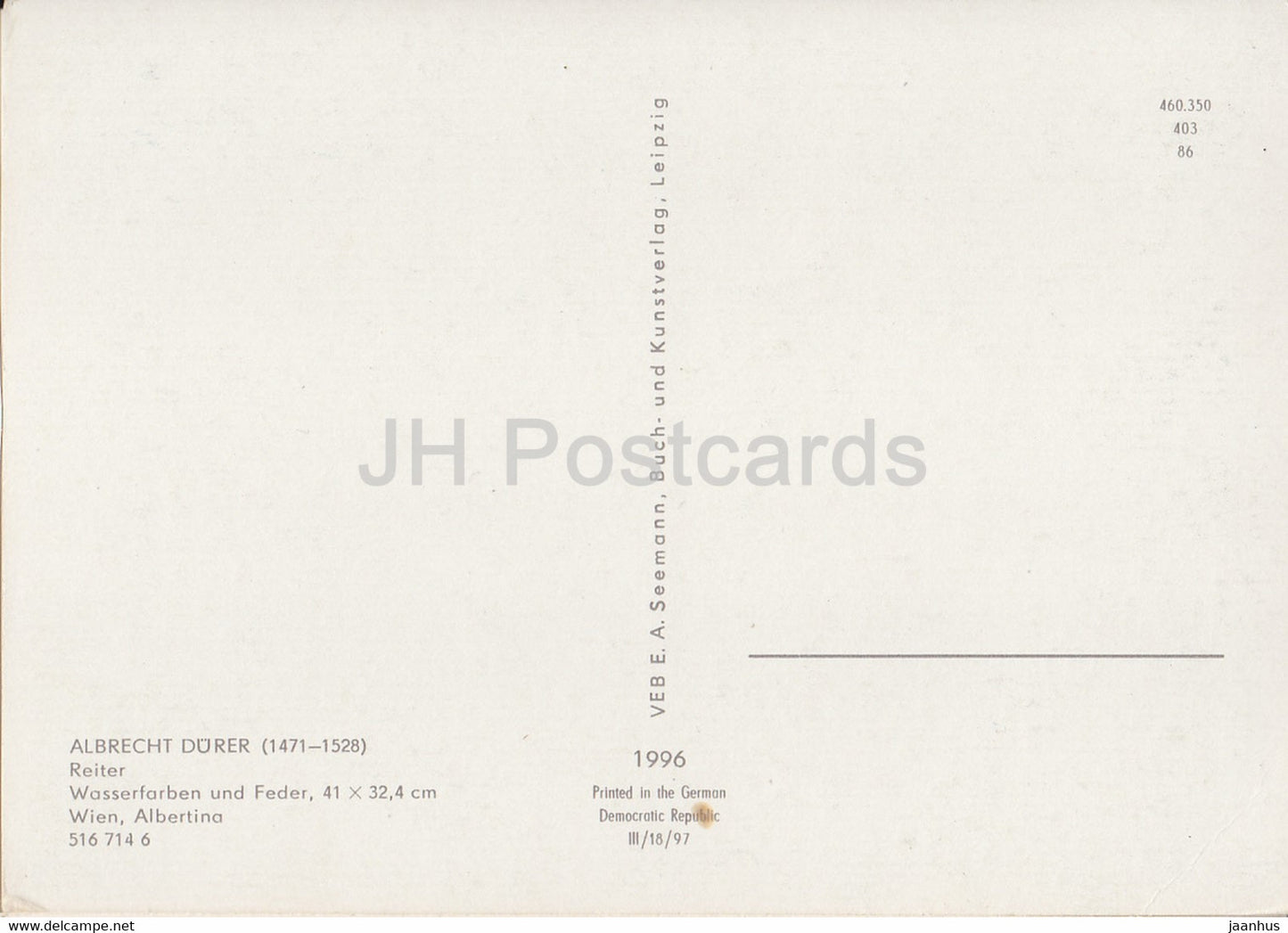 painting by Albrecht Durer - Reiter - Rider - horse - German art - Germany - unused