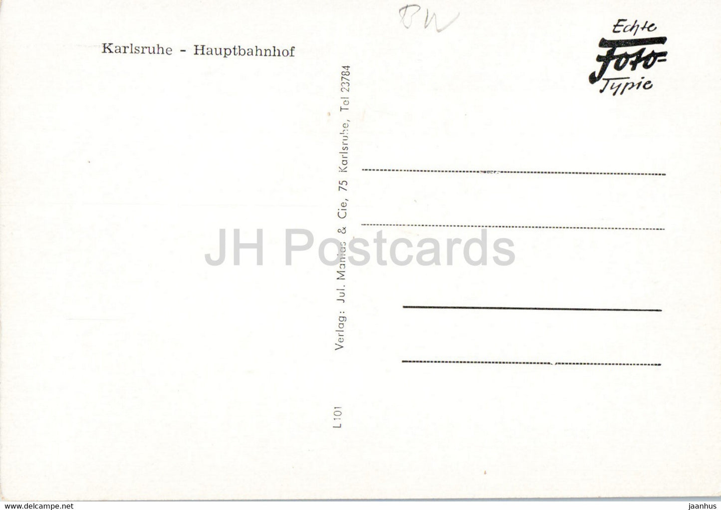 Karlsruhe - Hauptbahnhof - railway station - tram - old postcard - Germany - unused
