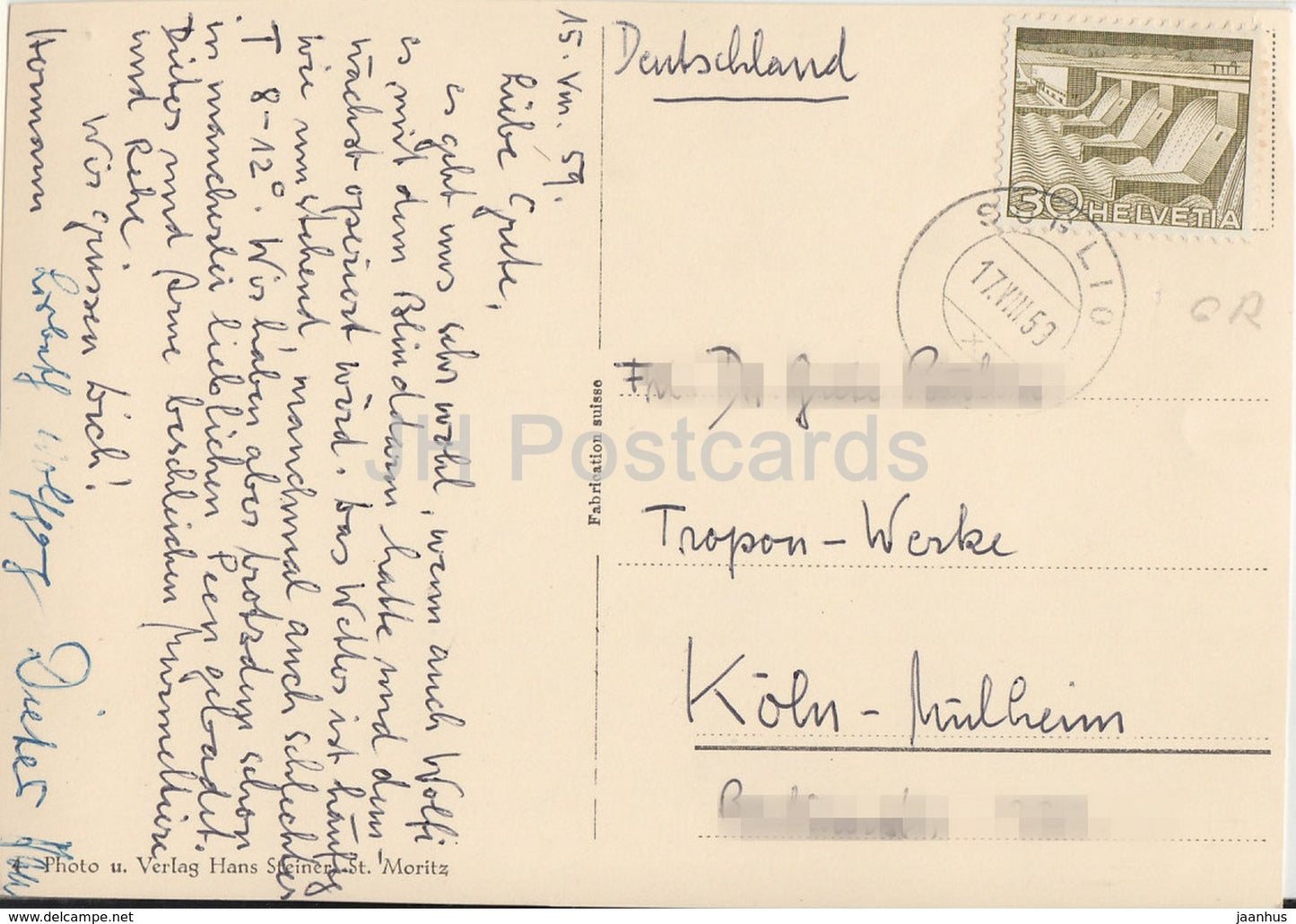 Stimmung uber dem Silsersee - 1959 - Switzerland - used