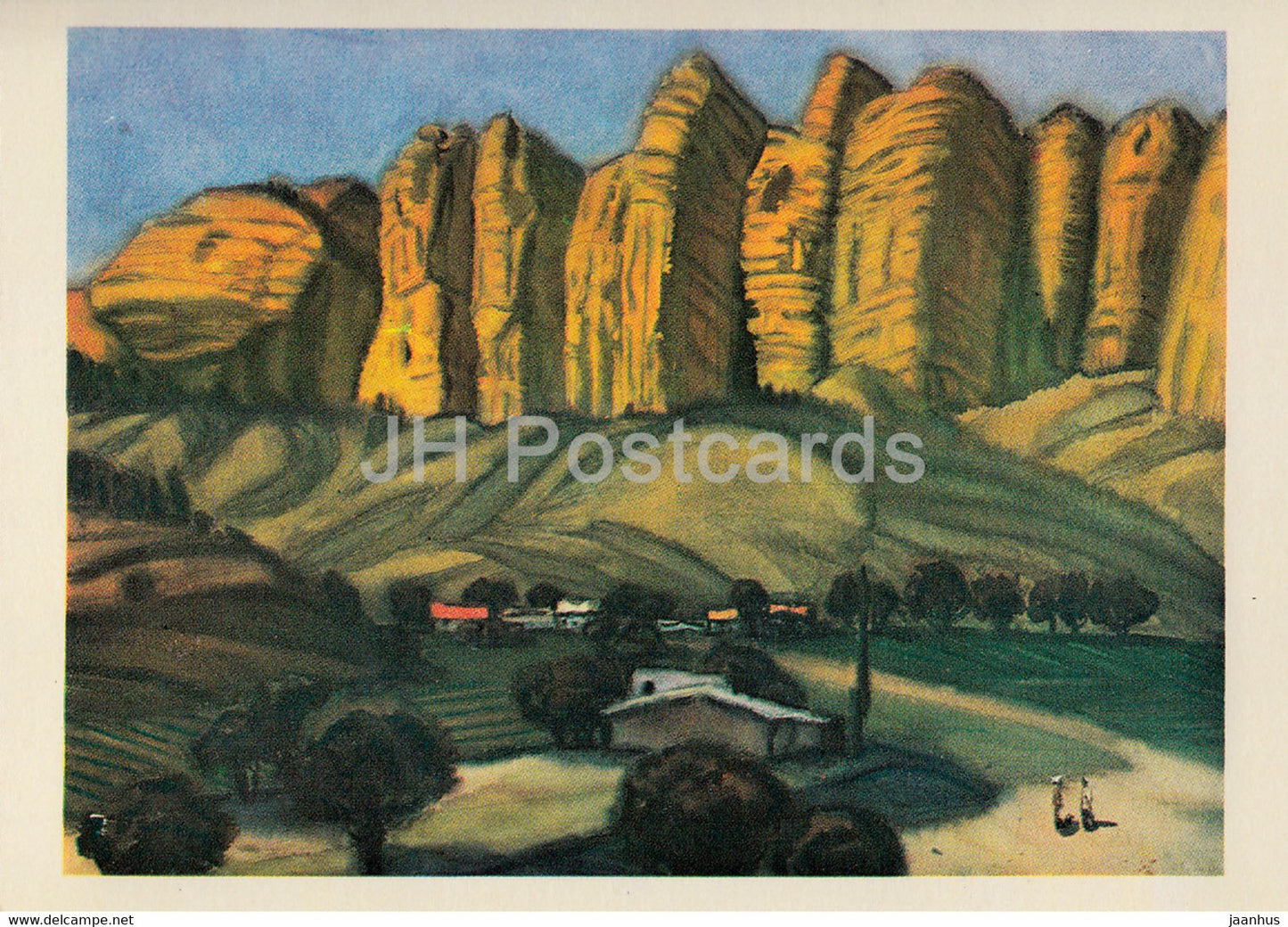across Kyrgyzstan by V. Rogachev - Dzhety-Oguz - illustration - 1979 - Russia USSR - unused - JH Postcards