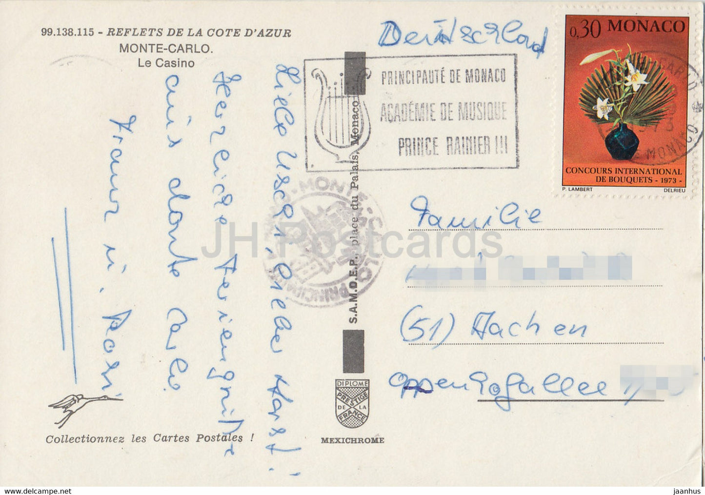 Monte Carlo - Le Casino - Reflets de la Cote d'Azur - 1973 - Monaco - used