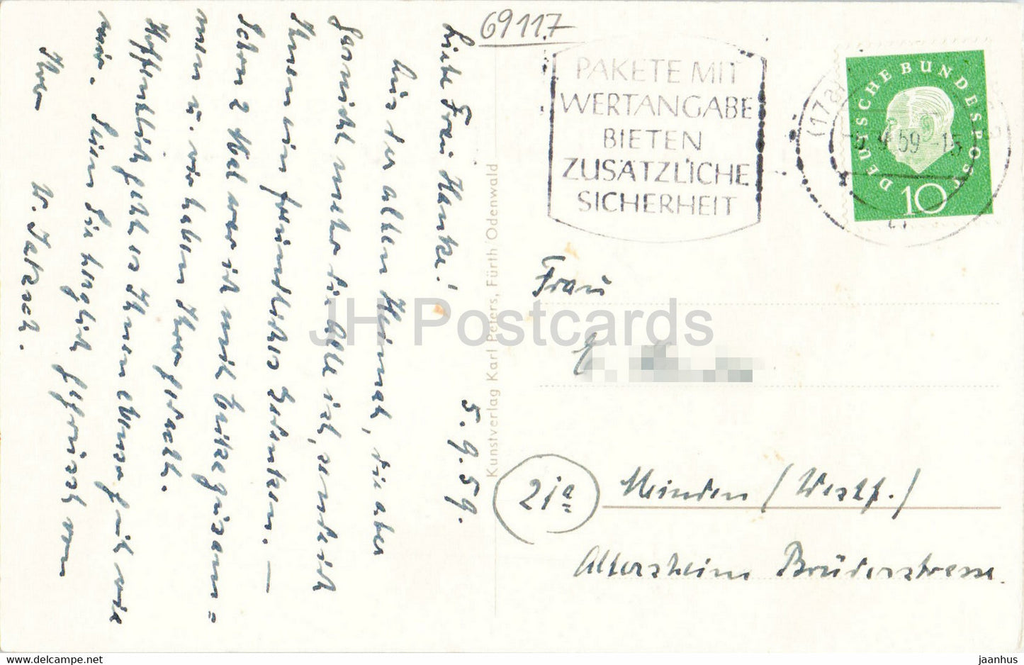 Heidelberg - carte postale ancienne - 1959 - Allemagne - utilisé