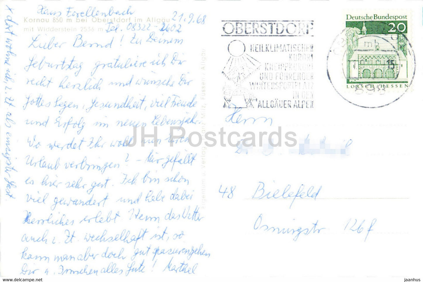 Kornau bei Oberstdorf im Allgau mit Widderstein - 1968 - Allemagne - d'occasion