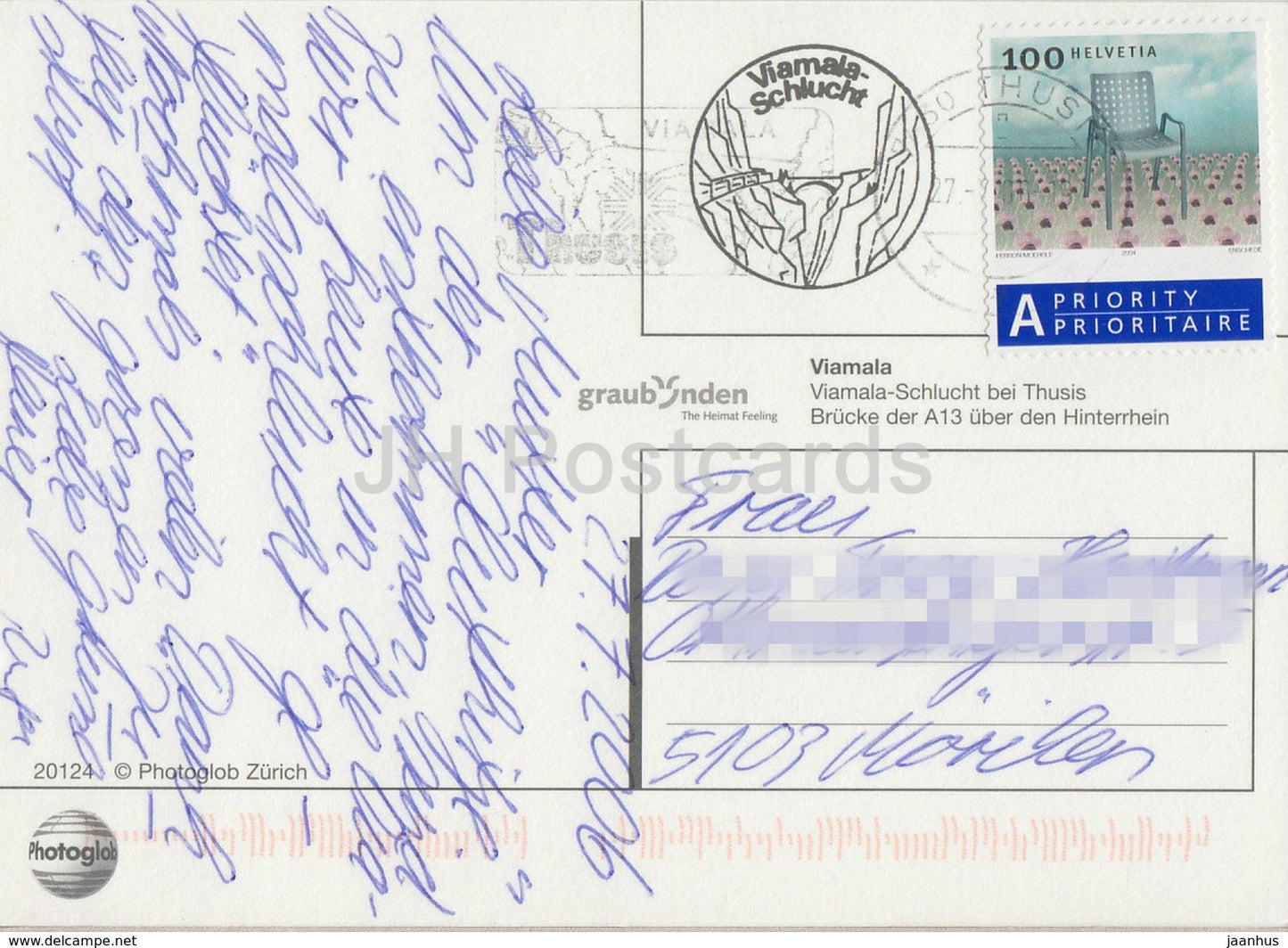 Viamala schlucht bei Thusis - Brucke der A 13 uber den Hinterrhein - 2006 - Switzerland - used