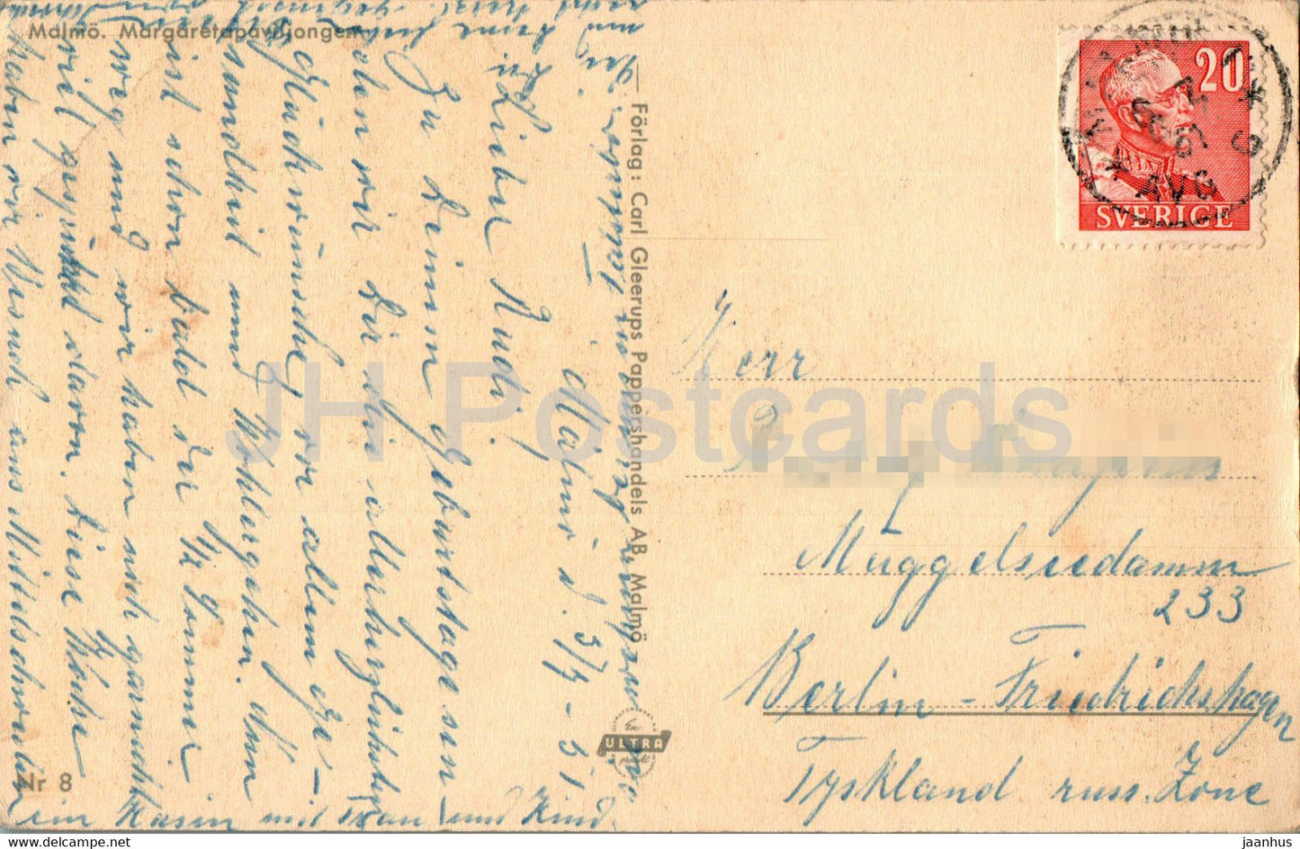 Malmo - Margaretapaviljongen - 8 - old postcard - 1951 - Sweden - used